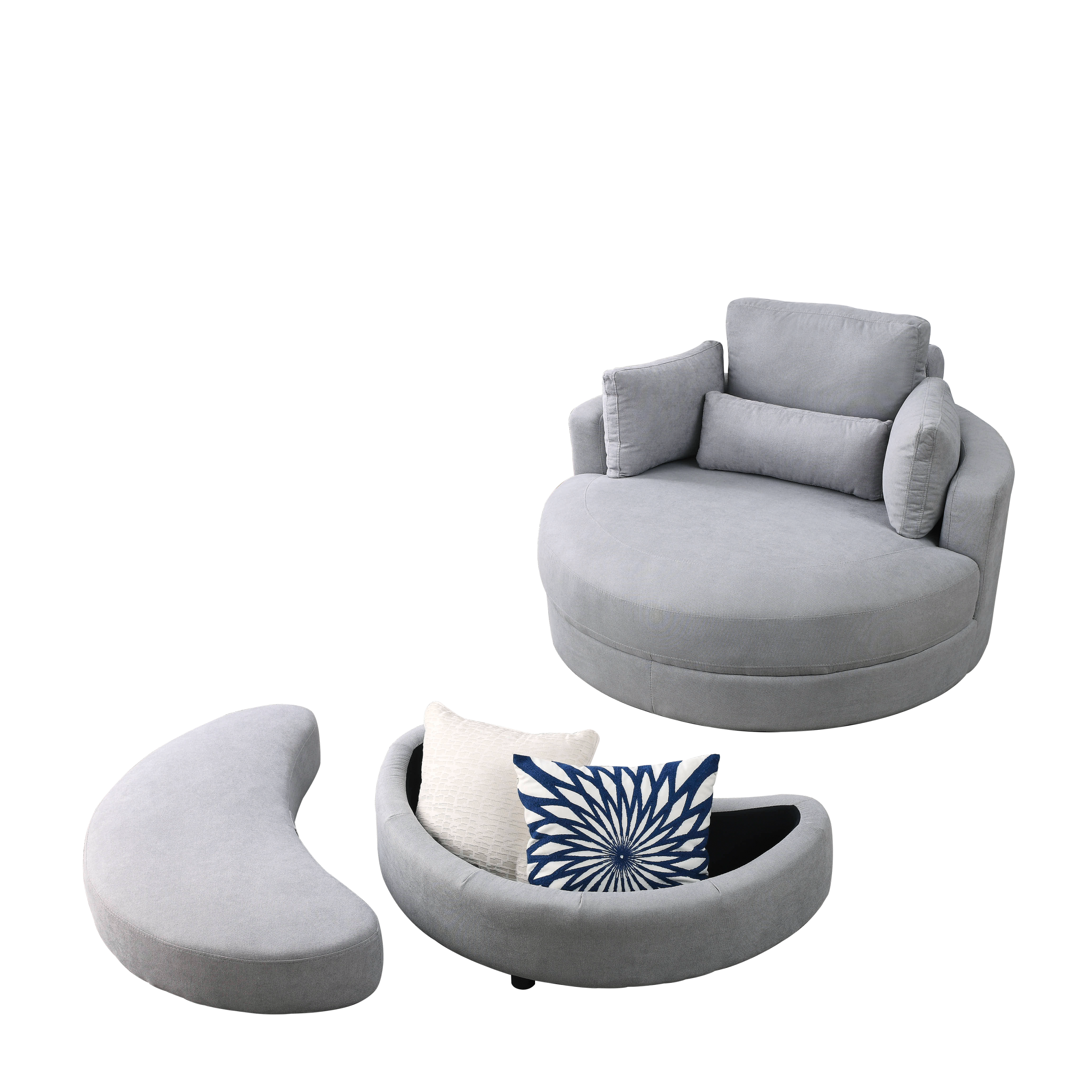 Swivel Accent Barrel Modern Grey Sofa Lounge Club