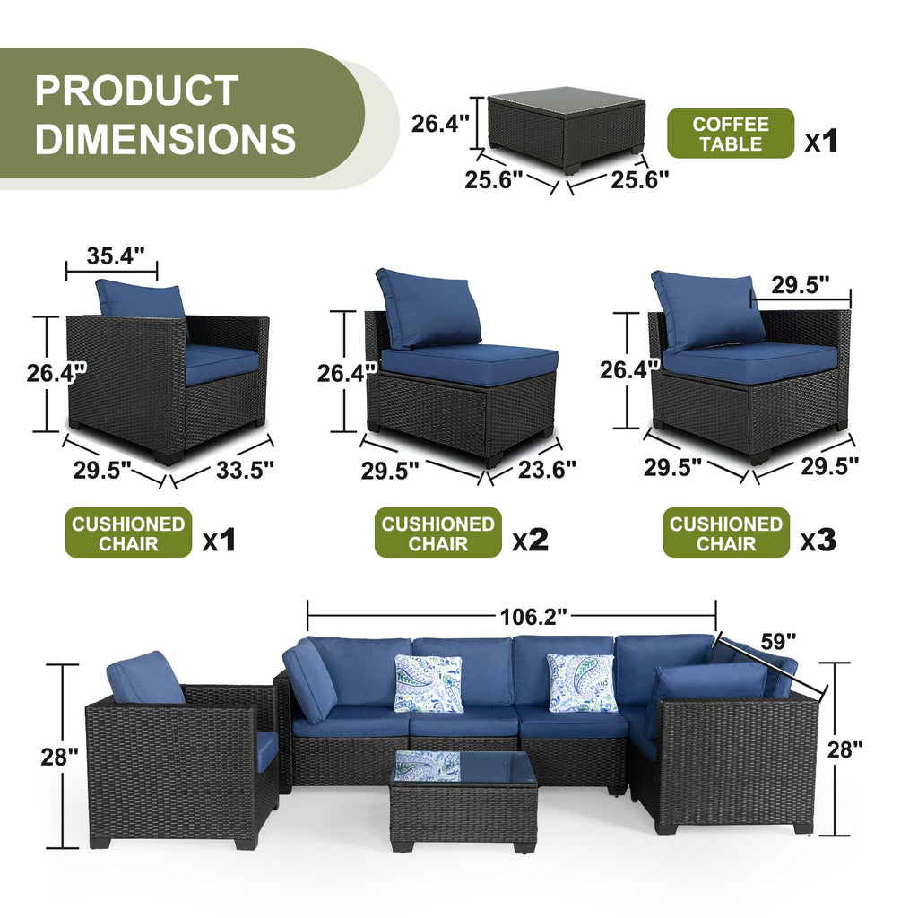 7 Pieces Outdoor Set Furniture Patio Furniture Sets Conversation