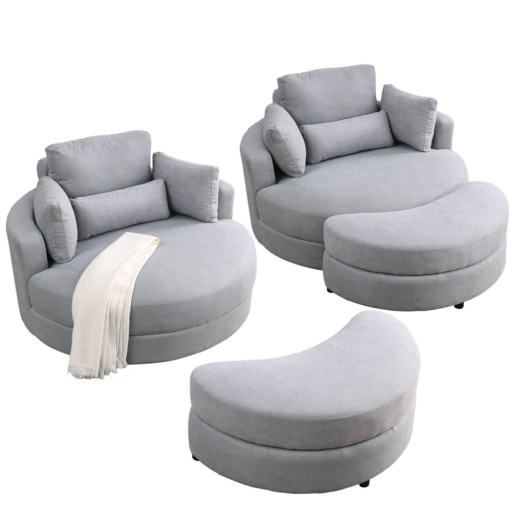 Swivel Accent Barrel Modern Grey Sofa Lounge Club