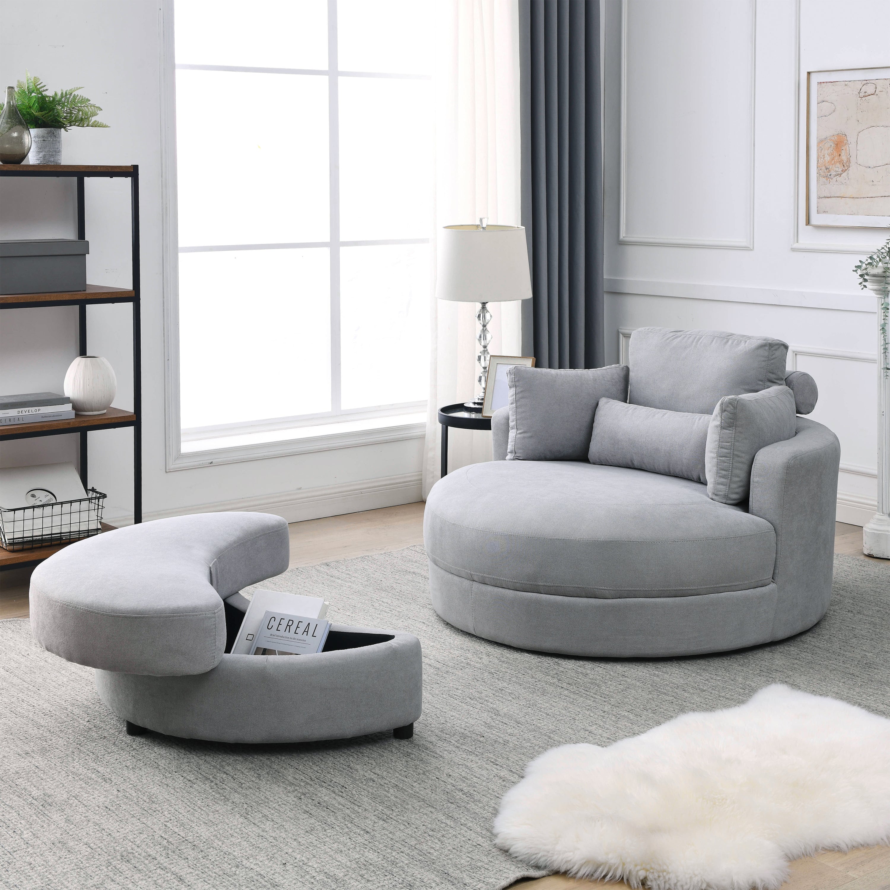 Swivel Accent Barrel Modern Grey Sofa Lounge Club