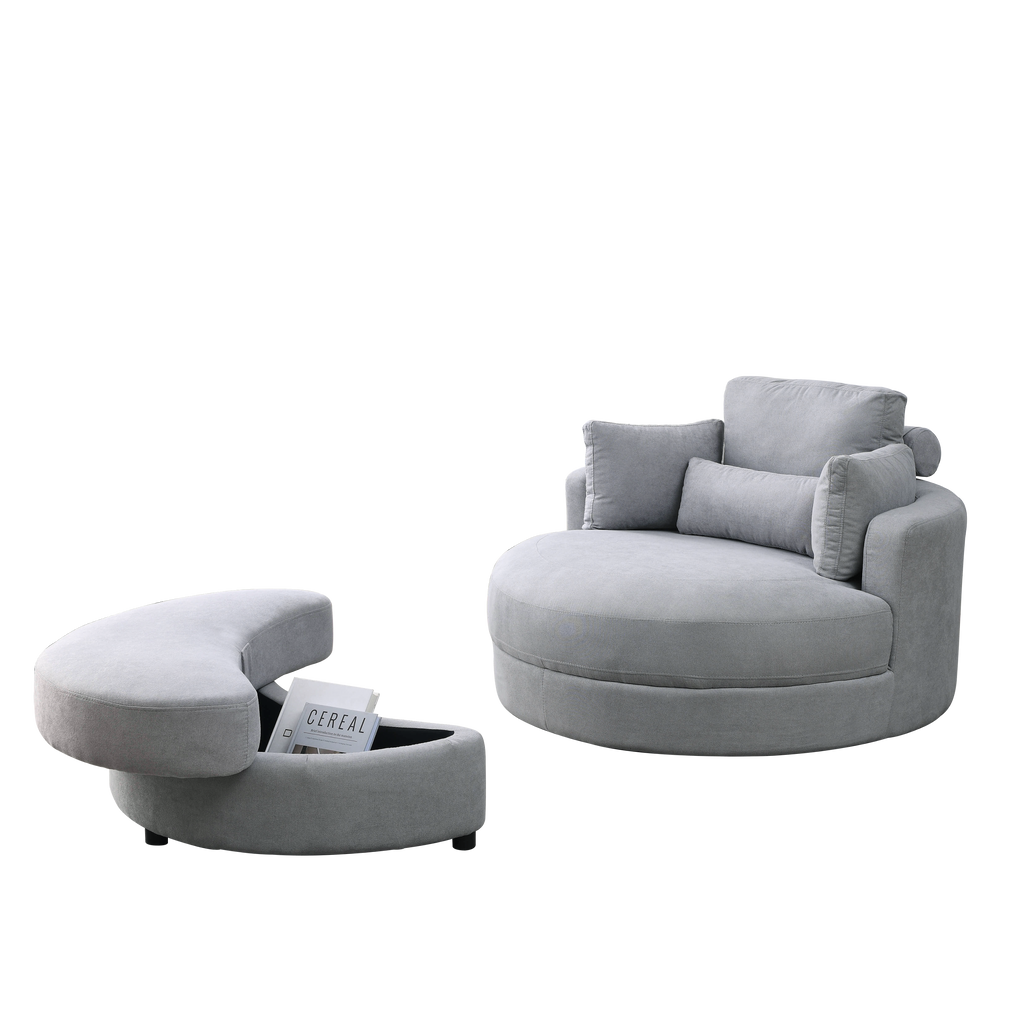 Swivel Accent Barrel Modern Grey Sofa Lounge Club