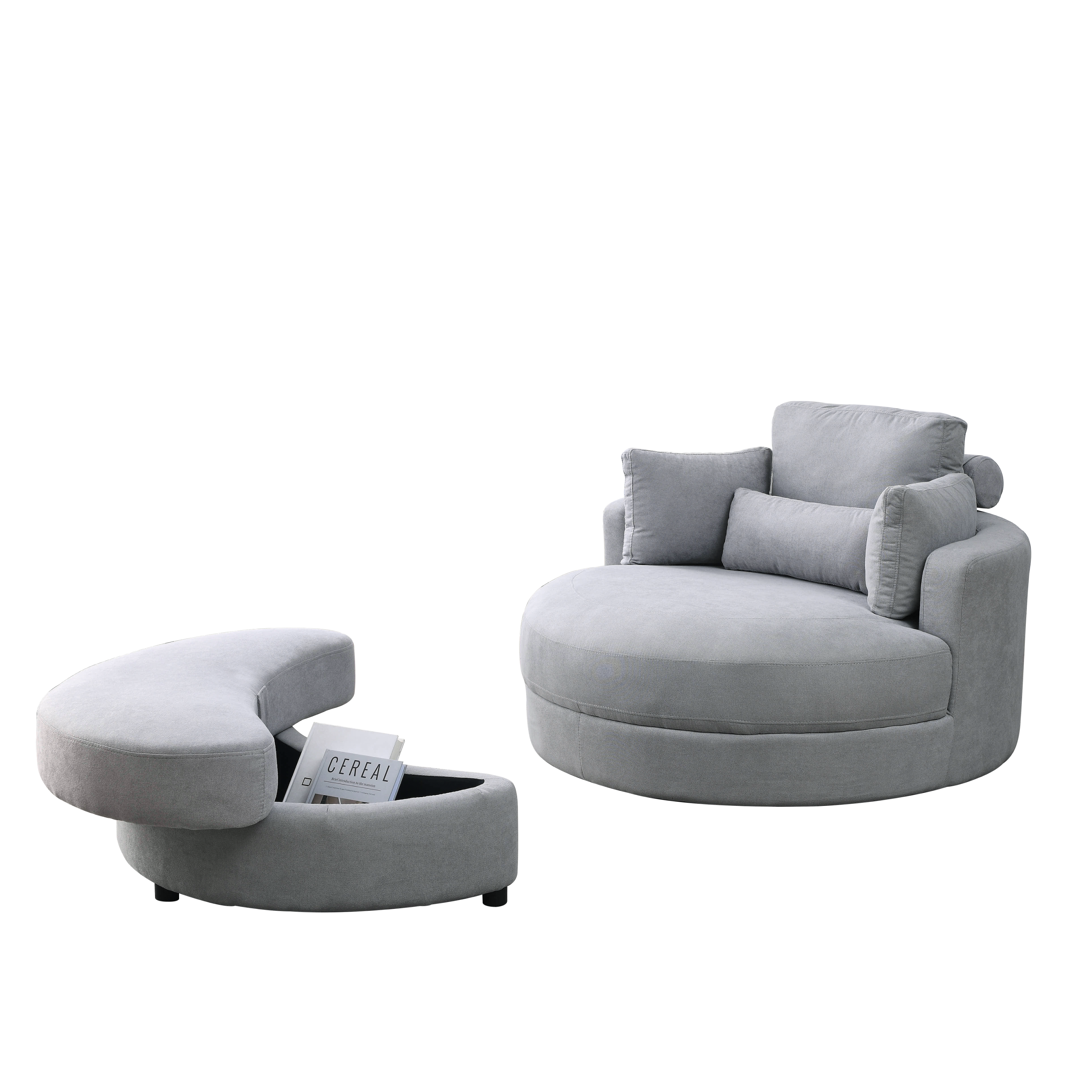 Swivel Accent Barrel Modern Grey Sofa Lounge Club