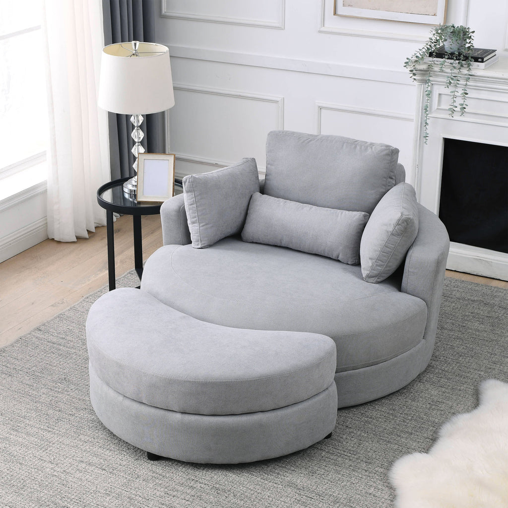 Swivel Accent Barrel Modern Grey Sofa Lounge Club