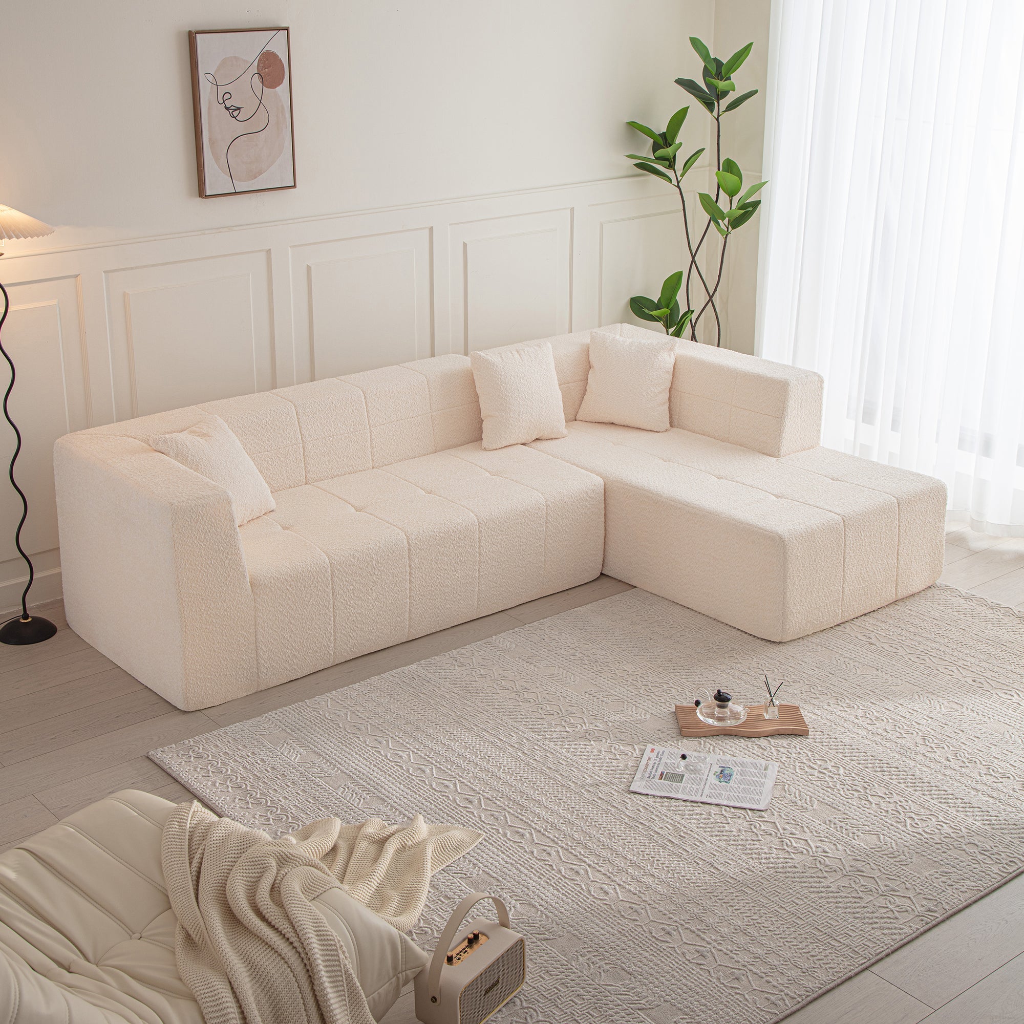 Modular L-Shaped Sectional Floor Couch