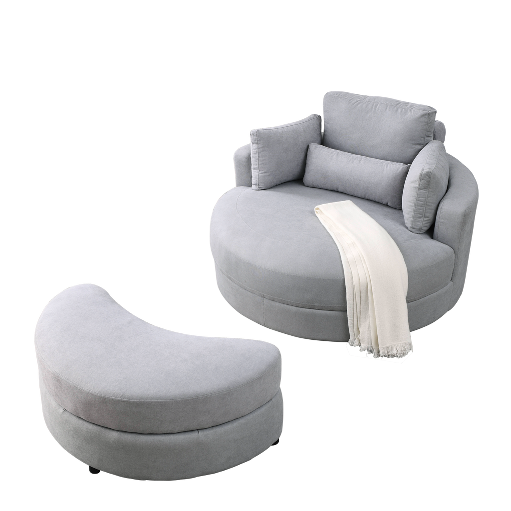 Swivel Accent Barrel Modern Grey Sofa Lounge Club