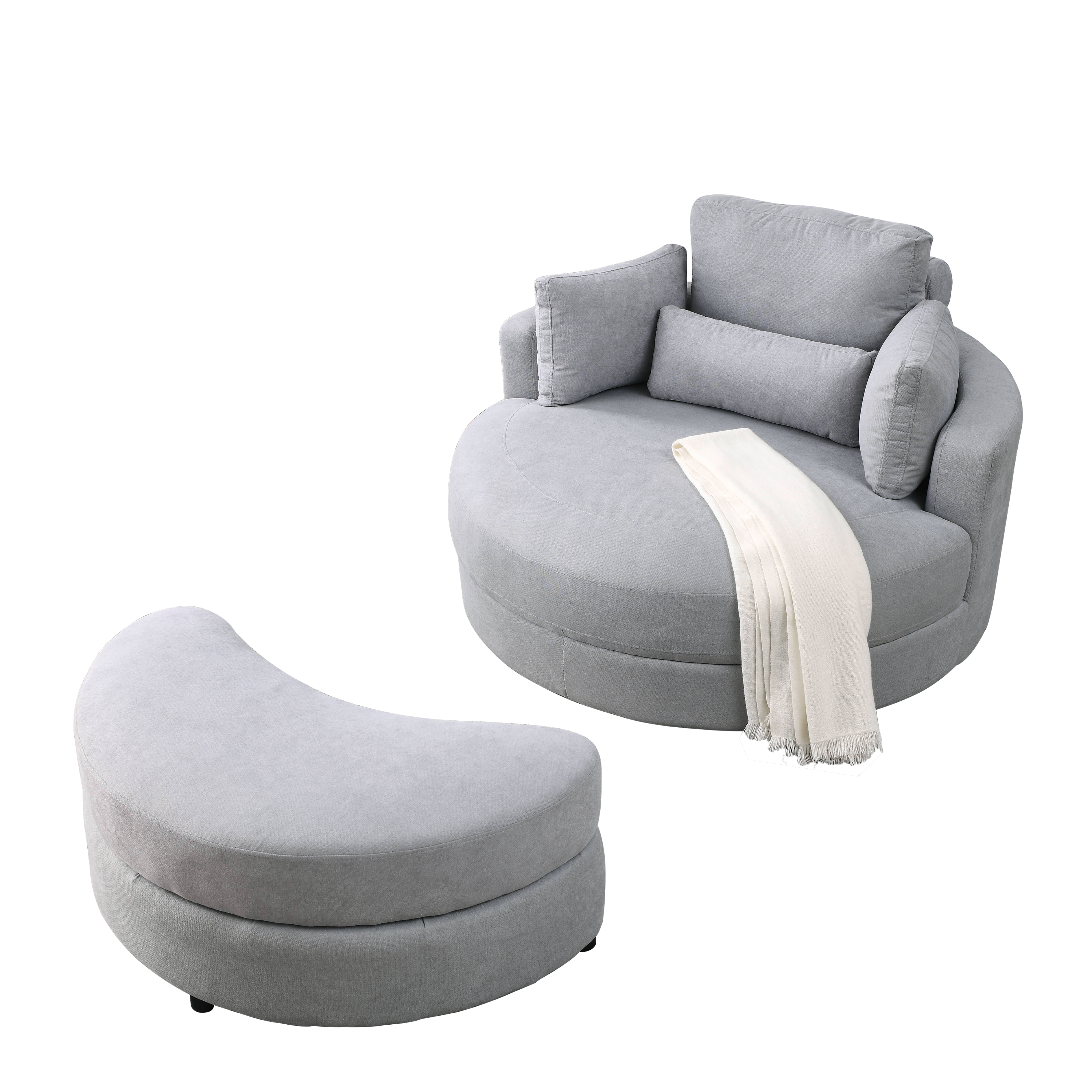 Swivel Accent Barrel Modern Grey Sofa Lounge Club