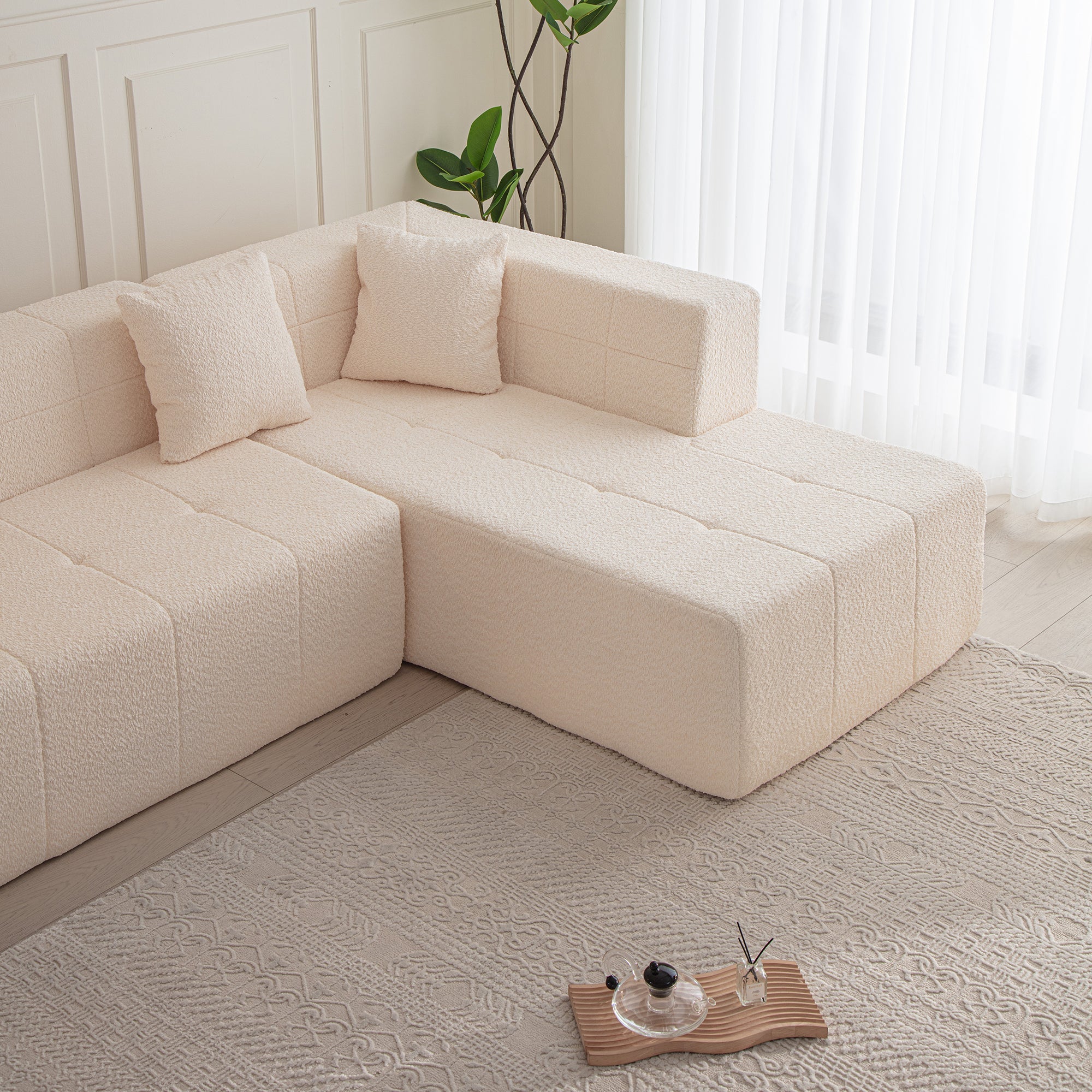 Modular L-Shaped Sectional Floor Couch
