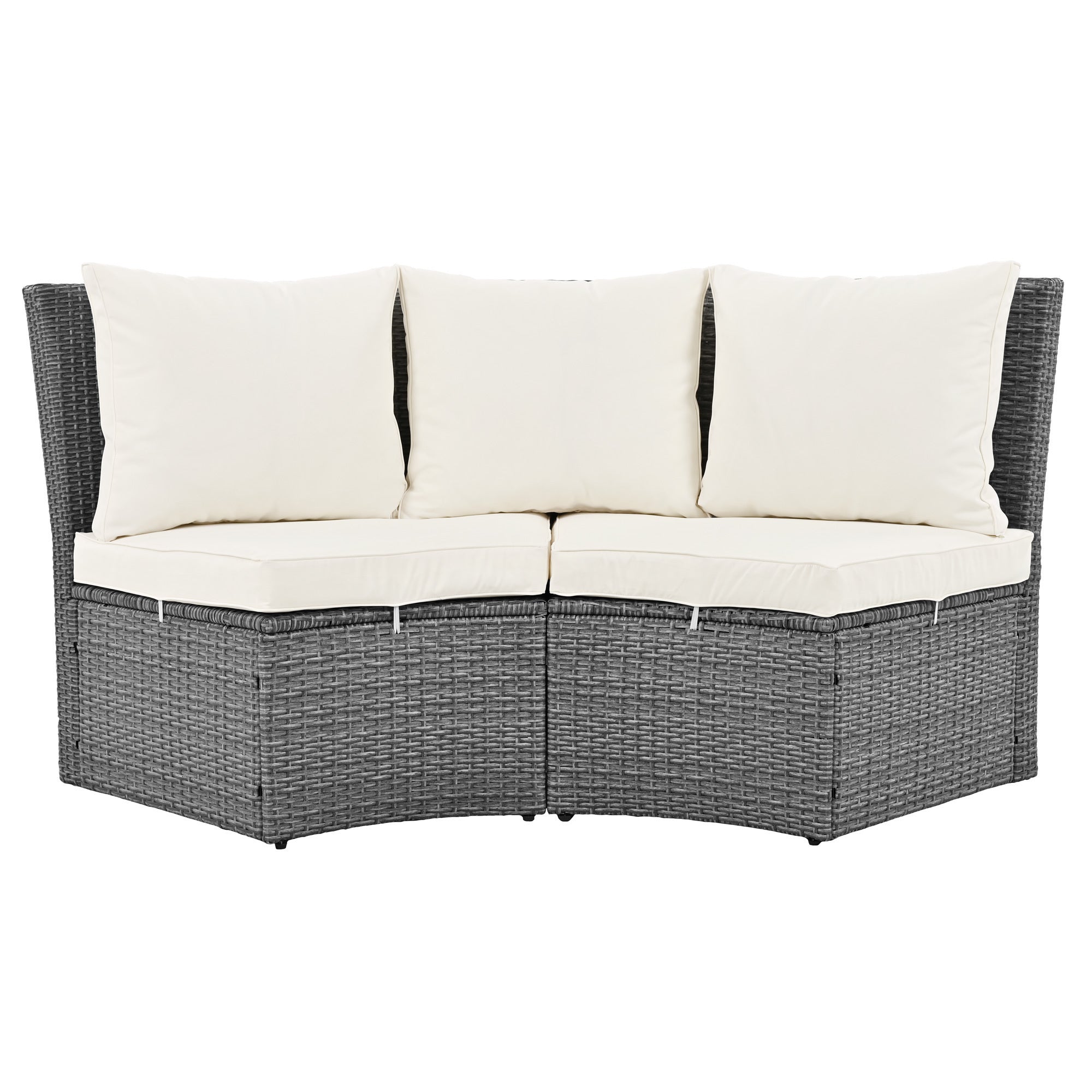 Patio 5-Piece Round Rattan Sectional Sofa Set All-Weather