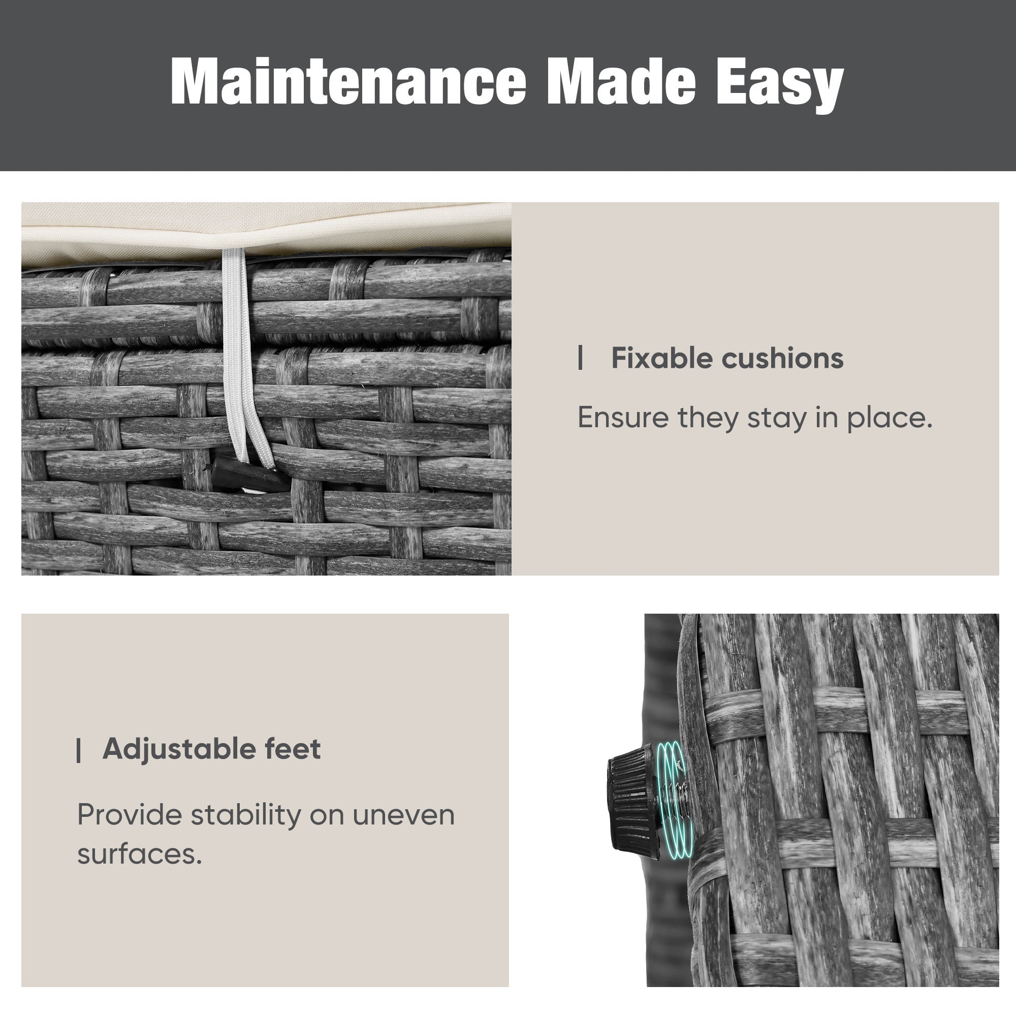 Patio 5-Piece Round Rattan Sectional Sofa Set All-Weather