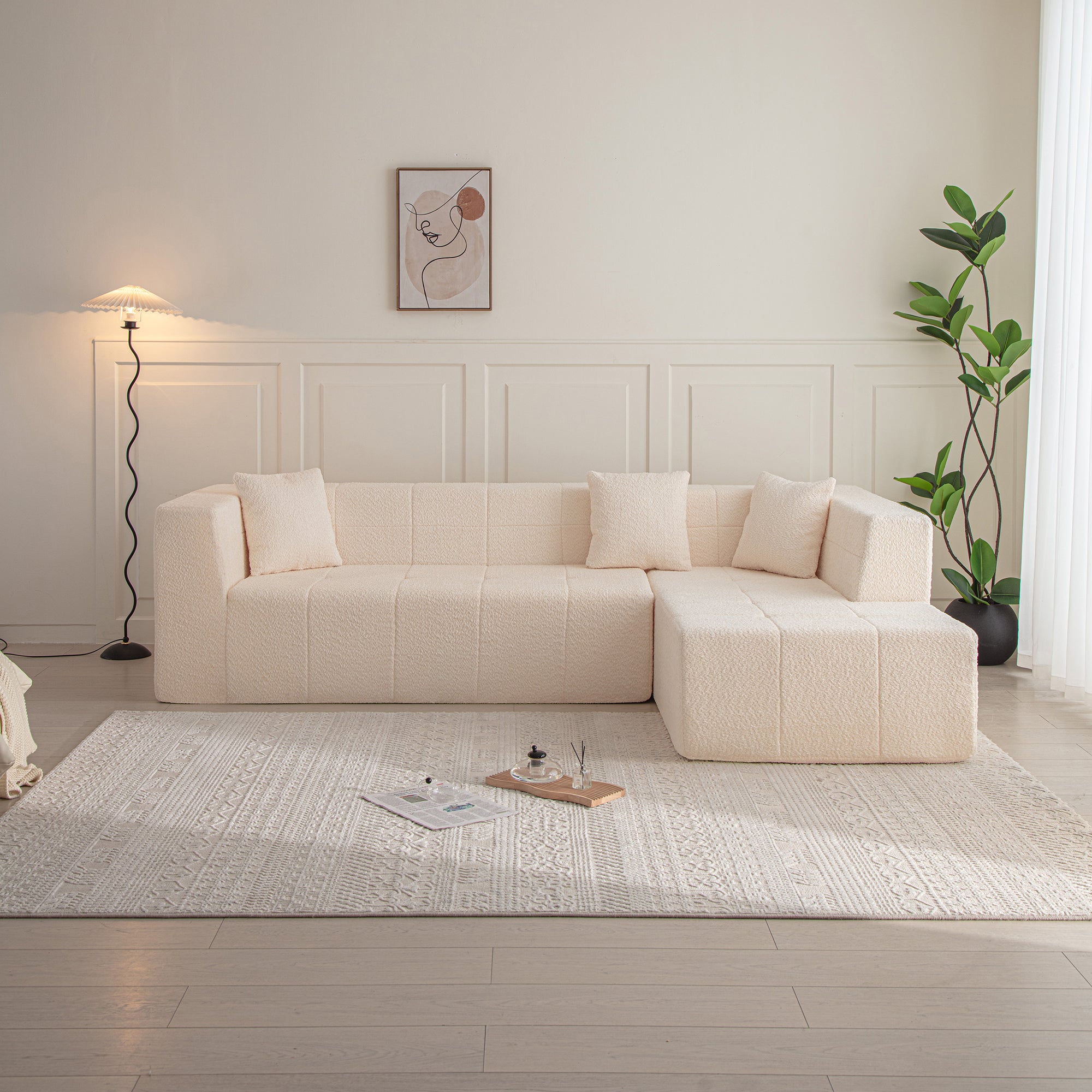 Modular L-Shaped Sectional Floor Couch