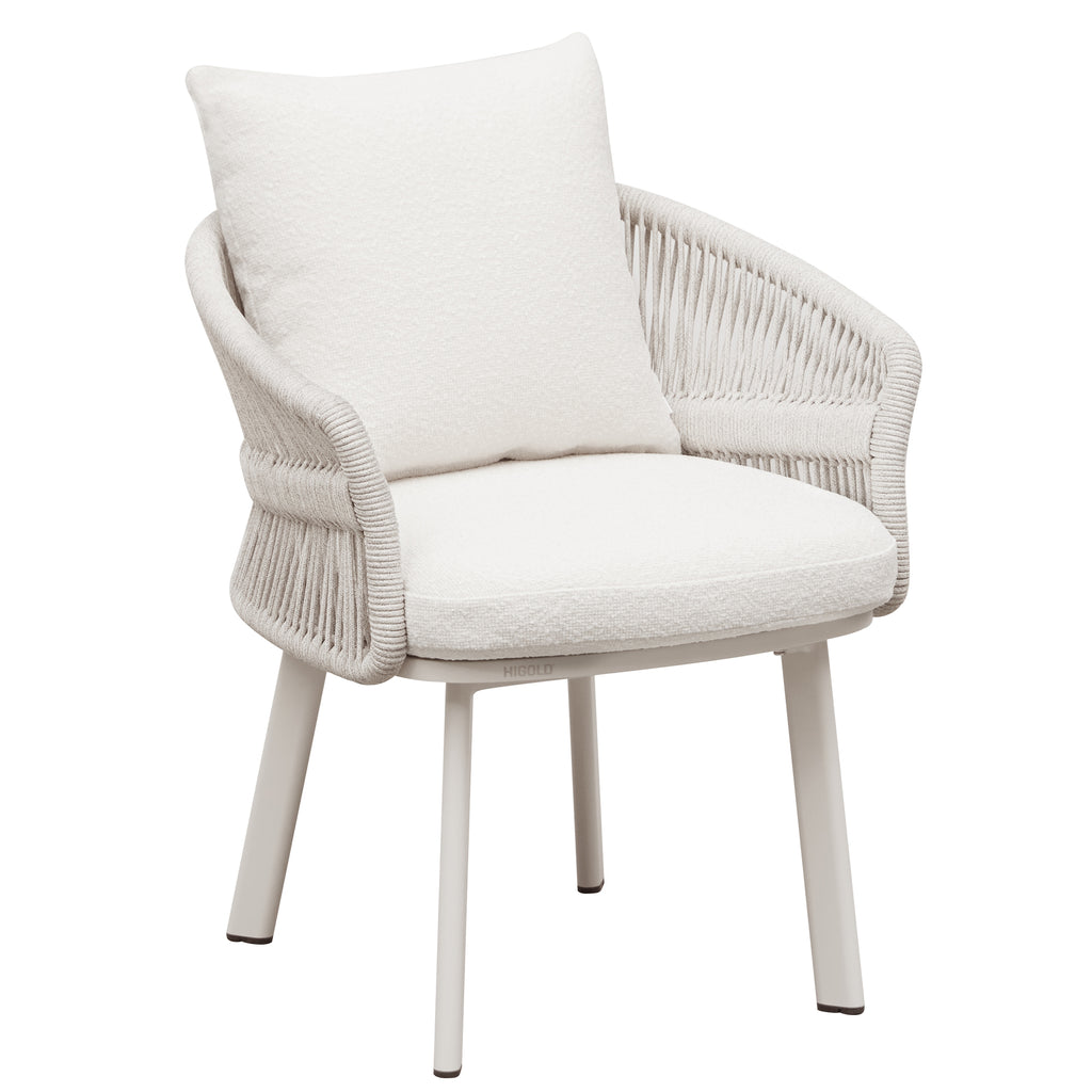 HIGOLD Aio 7 Pieces Teak Outdoor Dining Set With White Cushions