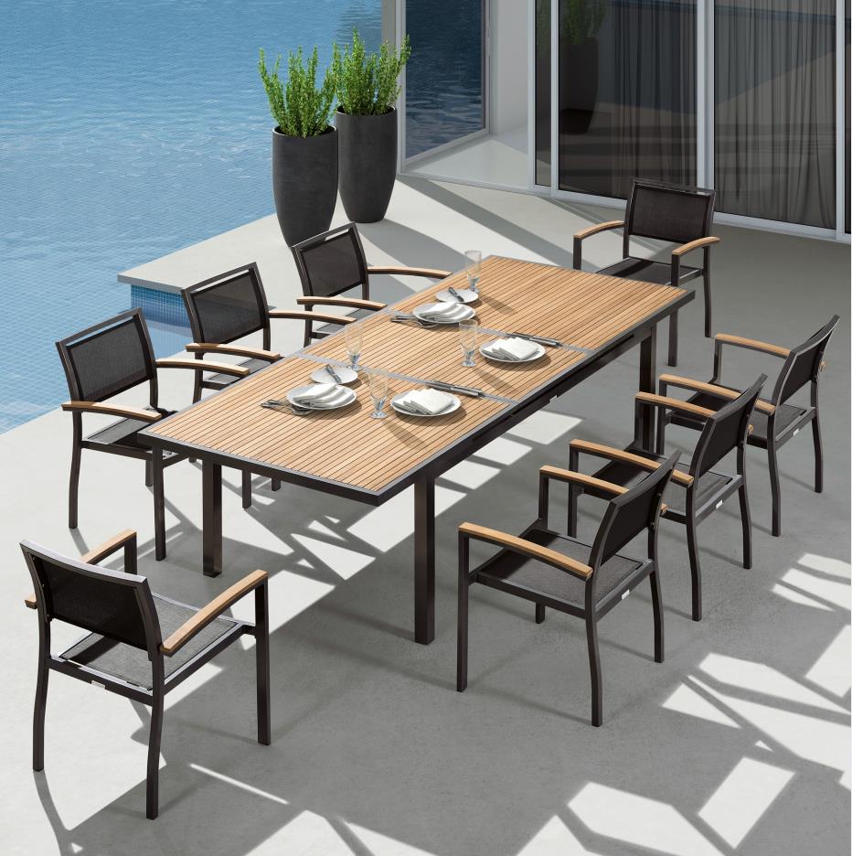 HIGOLD Heck 8+1 Pieces Teak Aluminum Outdoor Dining Set for 8 Person