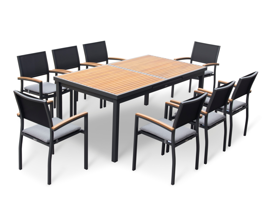 HIGOLD Heck 12+1 Pieces FSC Teak Aluminum Outdoor Dining Set for 12 Person