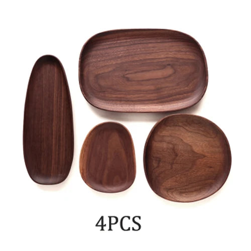 1/5pcs Lovesickness Wood Irregular Oval Solid Wood Pan Plate Fruit Dishes Sauce
