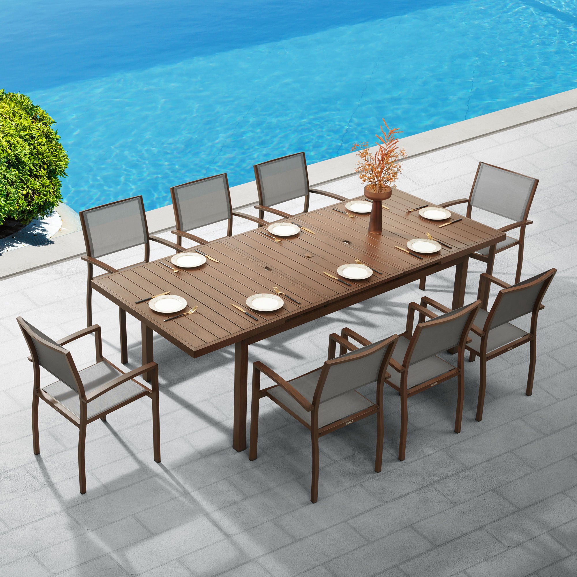 HIGOLD Carlo 9 Pieces Extendable Outdoor Patio Dining Set for Eight Person