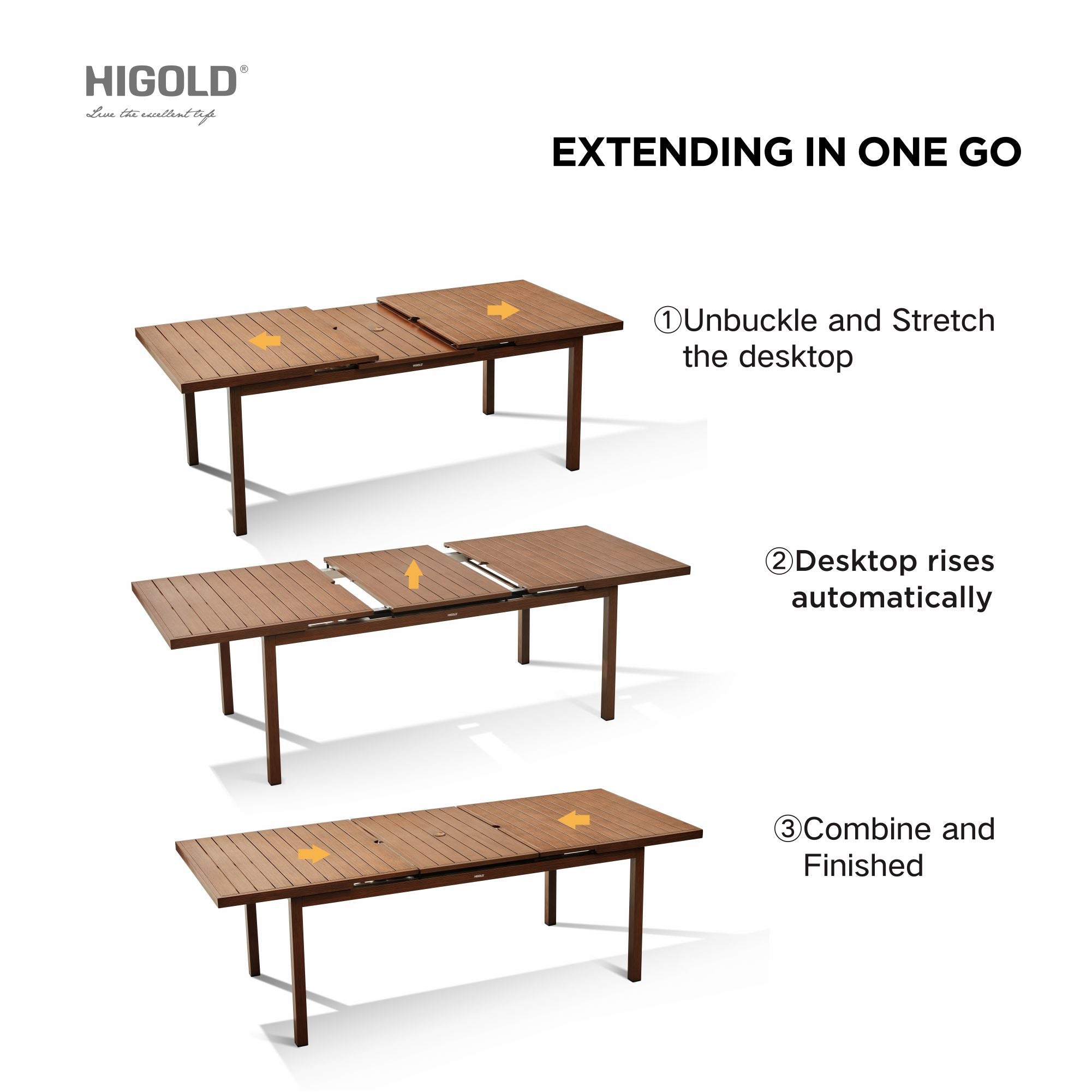 HIGOLD Carlo 9 Pieces Extendable Outdoor Patio Dining Set for Eight Person