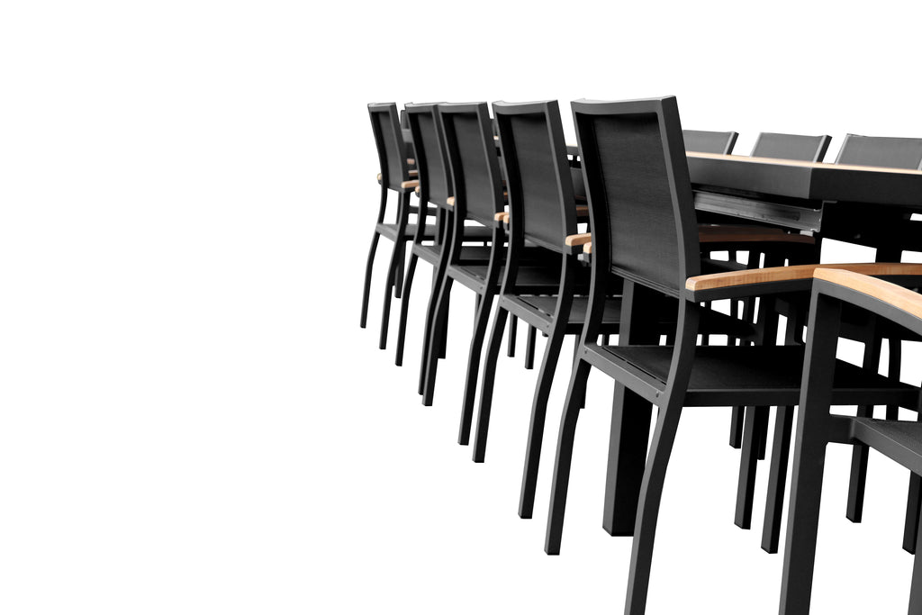 HIGOLD Heck 12+1 Pieces FSC Teak Aluminum Outdoor Dining Set for 12 Person