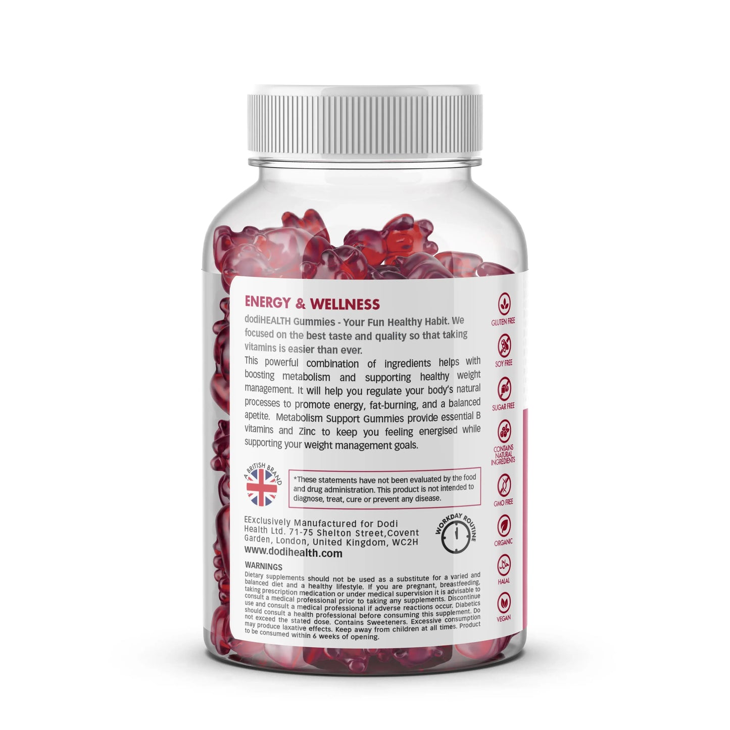 Metabolism Support Gummies with Strong B-Vitamins - Sugar-Free Energy UK-1