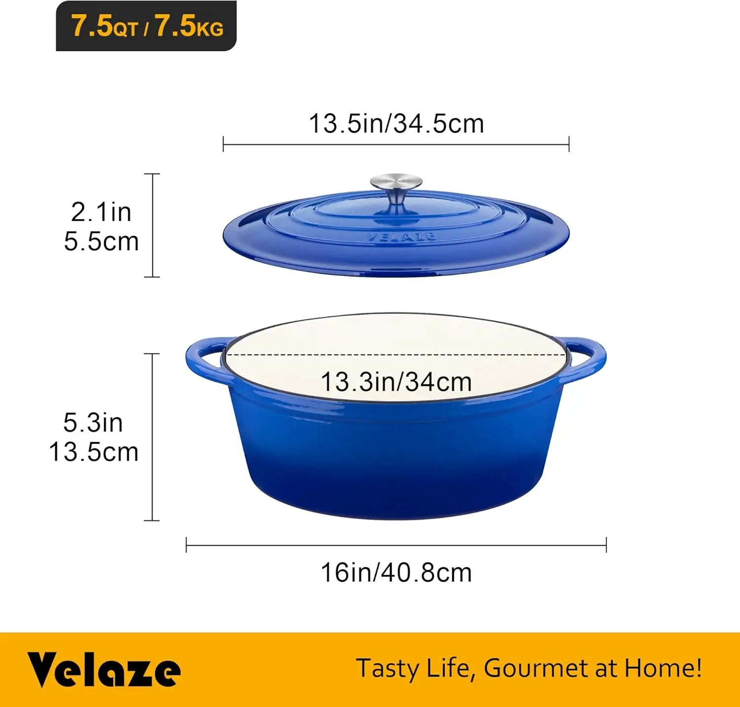 Velaze Oval Casserole Dish, 7.5L, Enameled Cast Iron – Premium