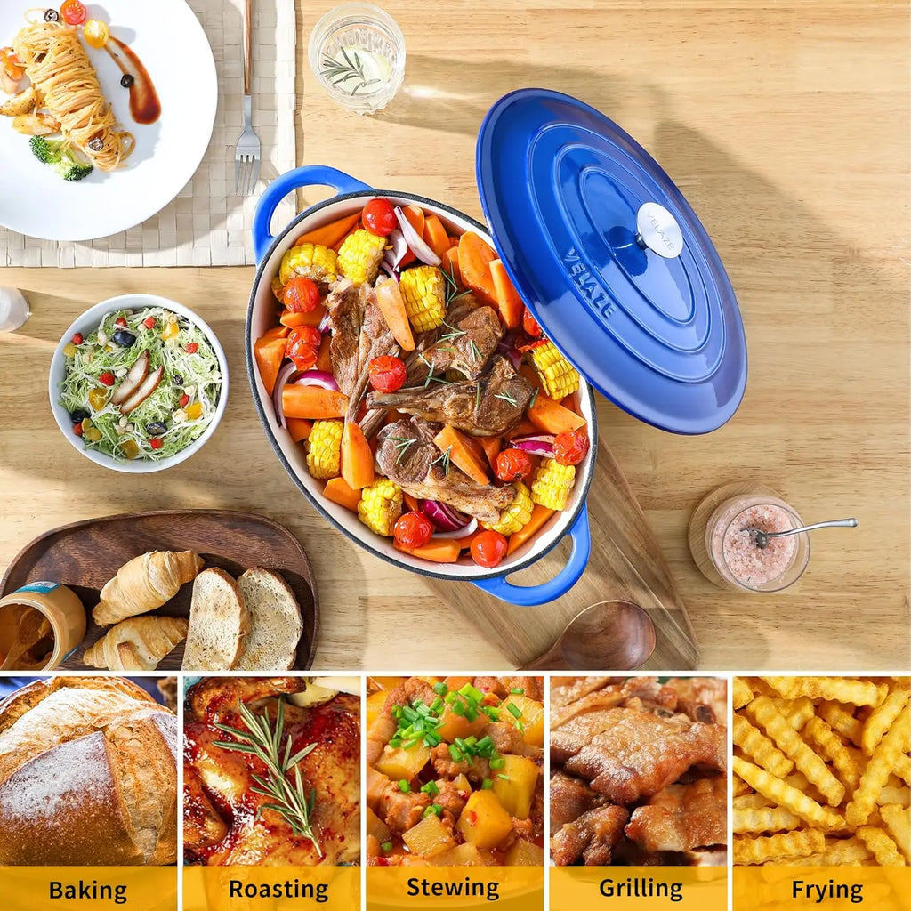 Velaze Oval Casserole Dish, 7.5L, Enameled Cast Iron – Premium