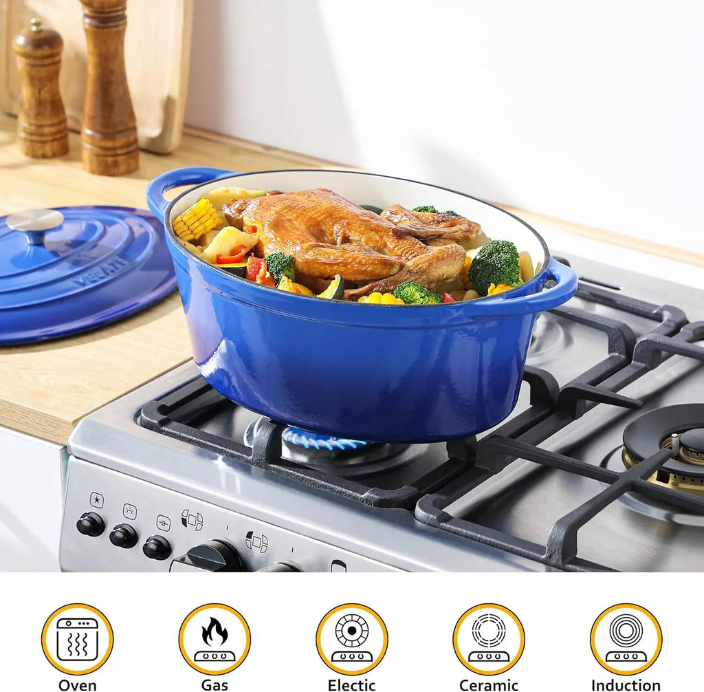 Velaze Oval Casserole Dish, 7.5L, Enameled Cast Iron – Premium