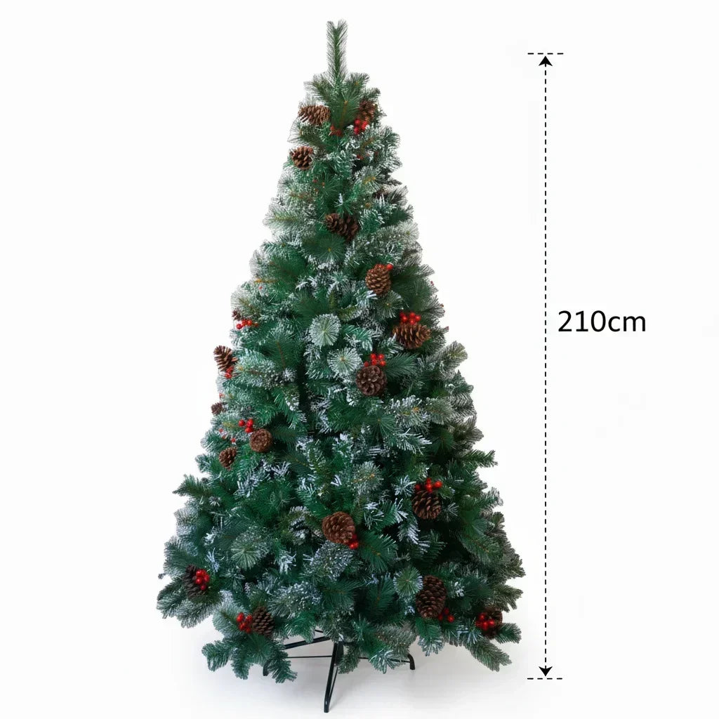 🎄 7ft Premium Christmas Tree – Natural Elegance with Pinecones