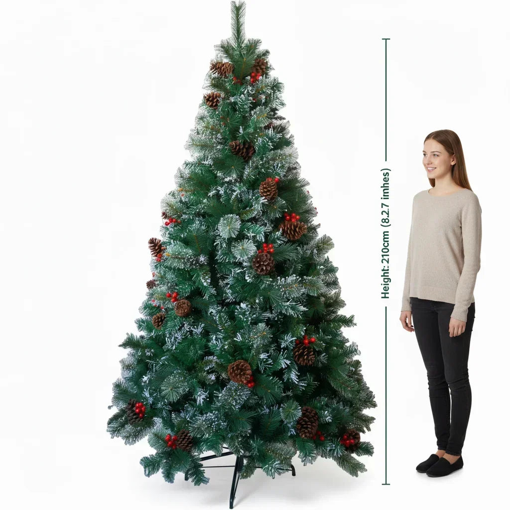 🎄 7ft Premium Christmas Tree – Natural Elegance with Pinecones