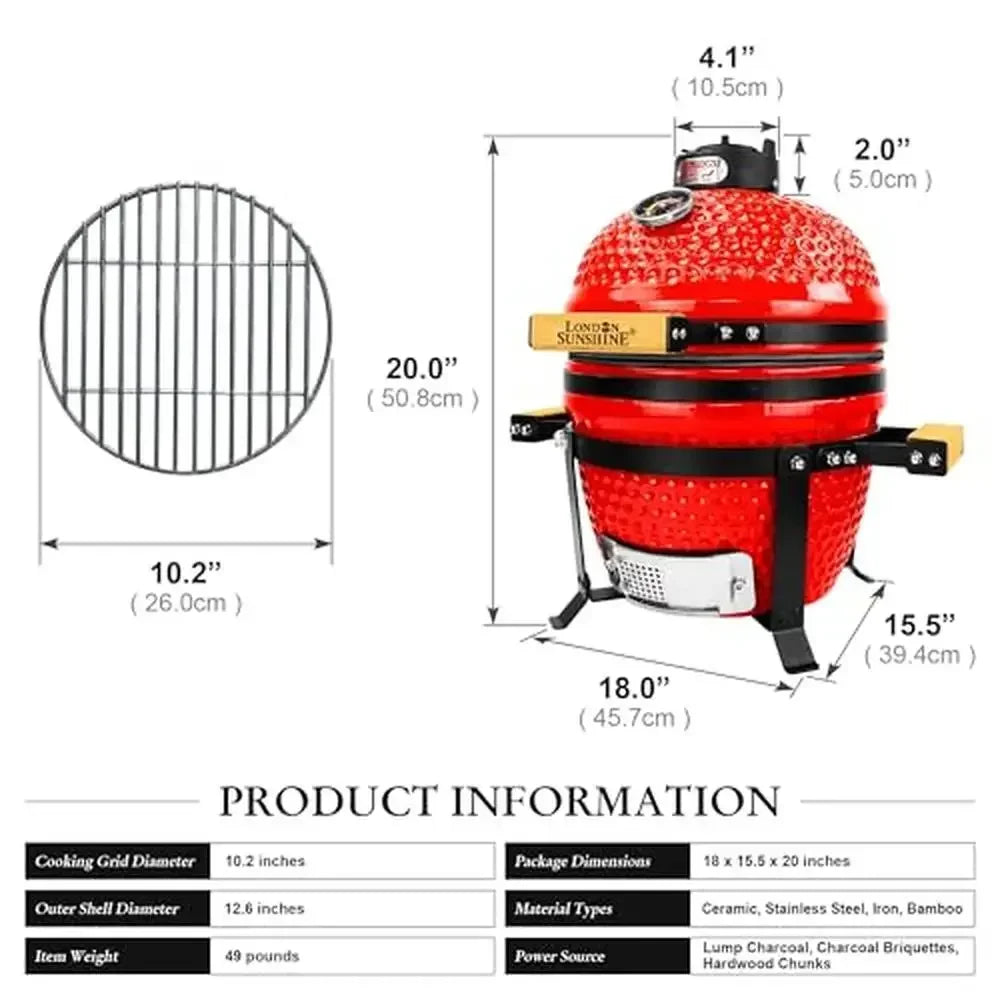 Artemano Mini Green Kamado Grill, 13 inches