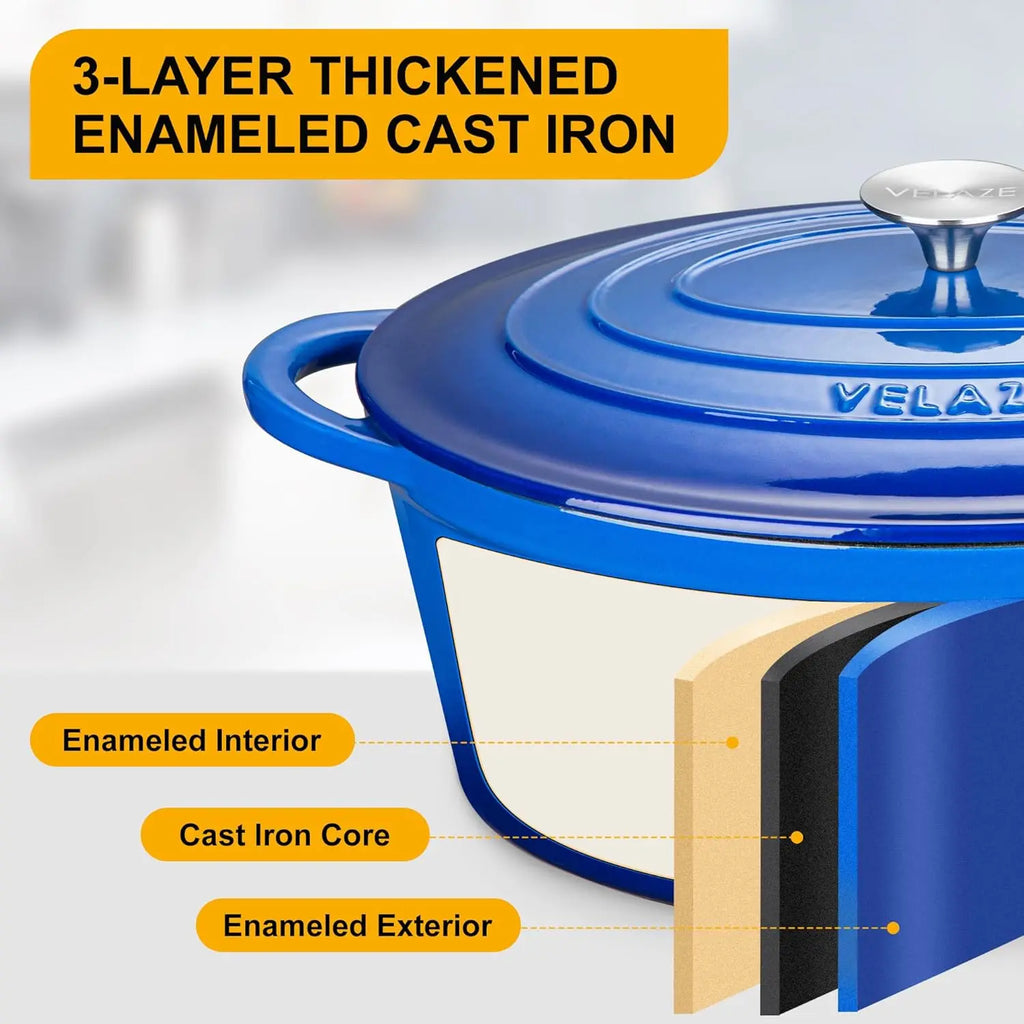 Velaze Oval Casserole Dish, 7.5L, Enameled Cast Iron – Premium