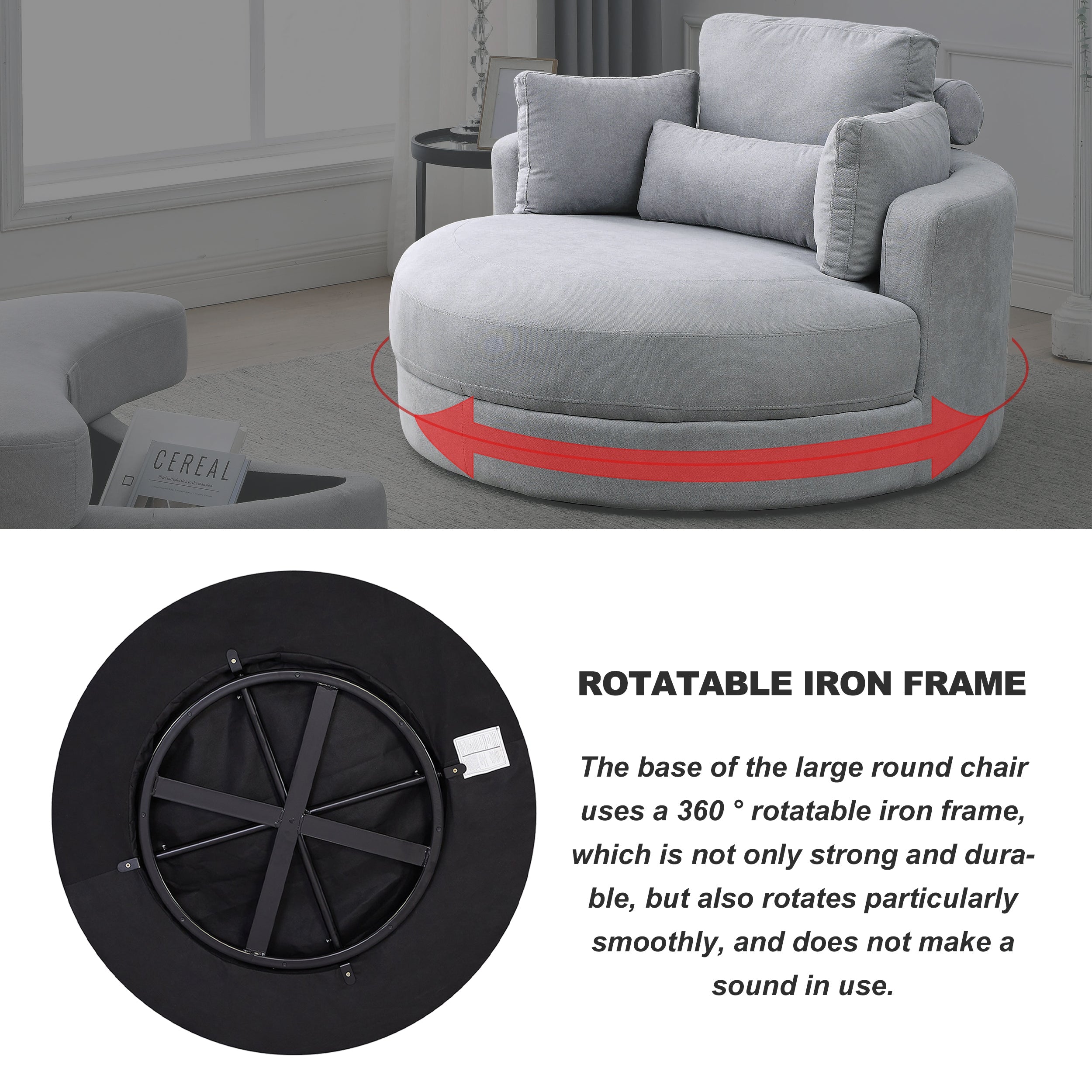 Swivel Accent Barrel Modern Grey Sofa Lounge Club