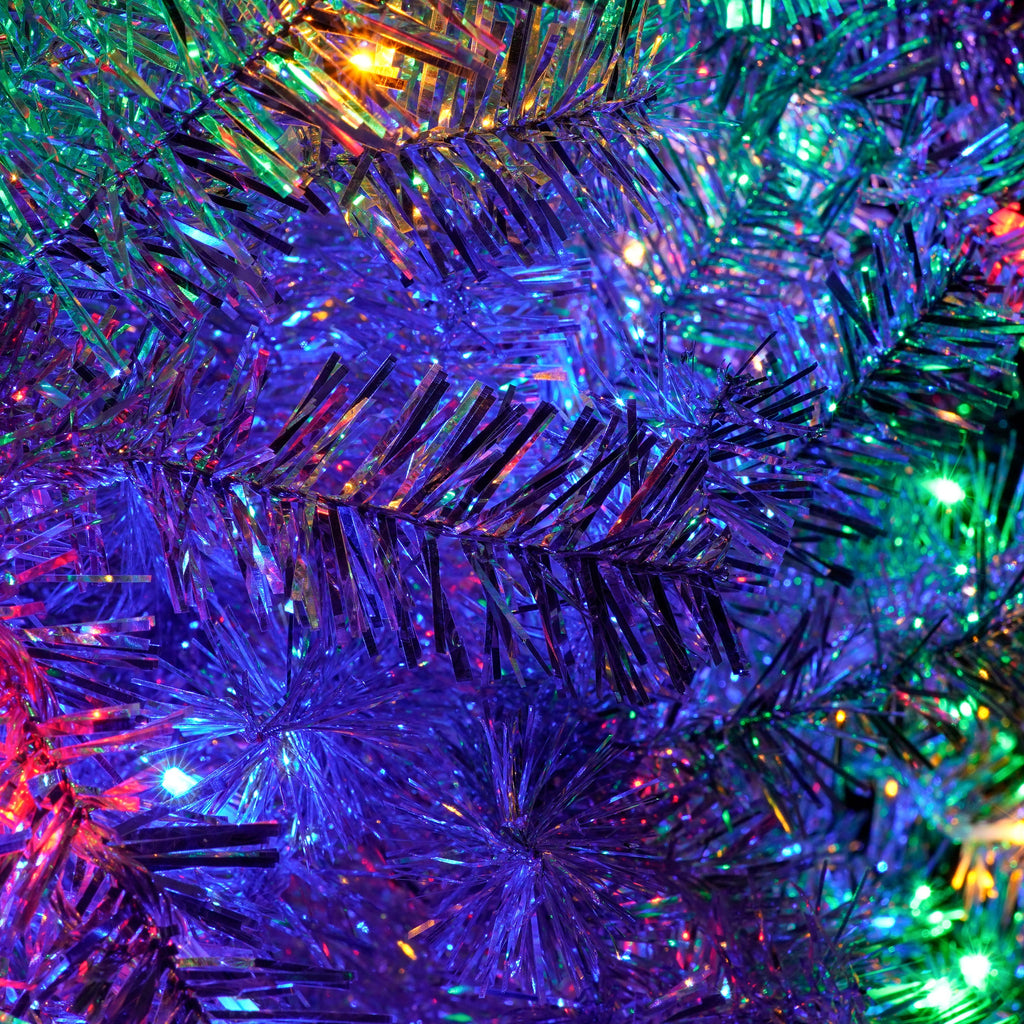 Silver Pre-Lit Artificial Hinged Christmas Tree Set