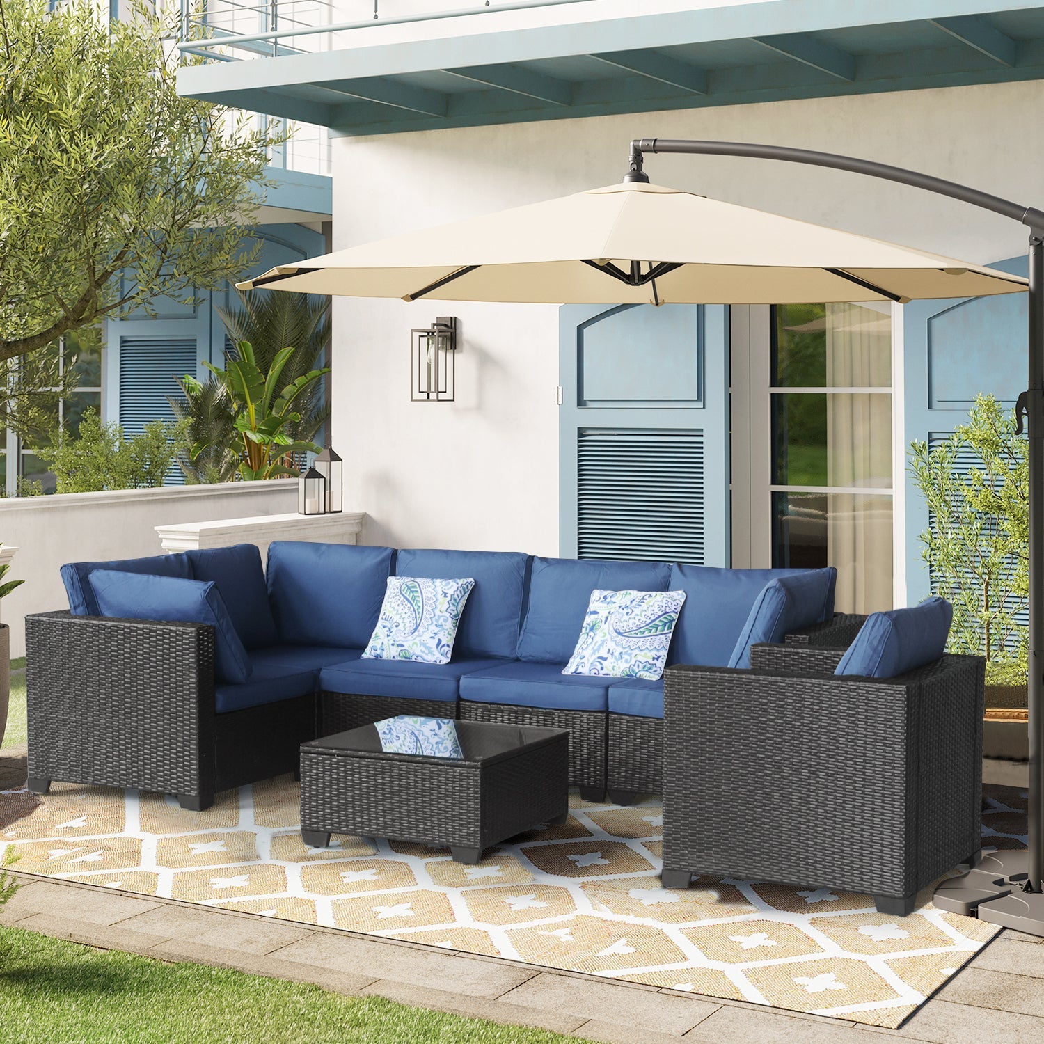 7 Pieces Outdoor Set Furniture Patio Furniture Sets Conversation
