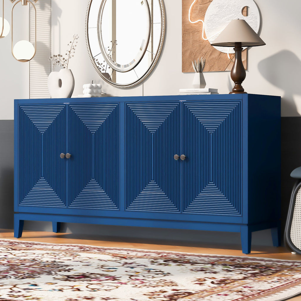 Sleek Storage Cabinet Sideboard Buffet With Vertical Line Design