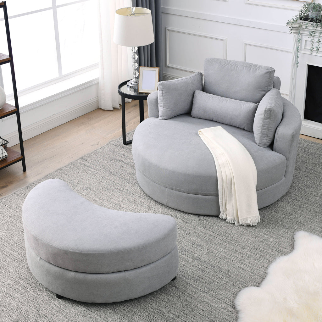 Swivel Accent Barrel Modern Grey Sofa Lounge Club
