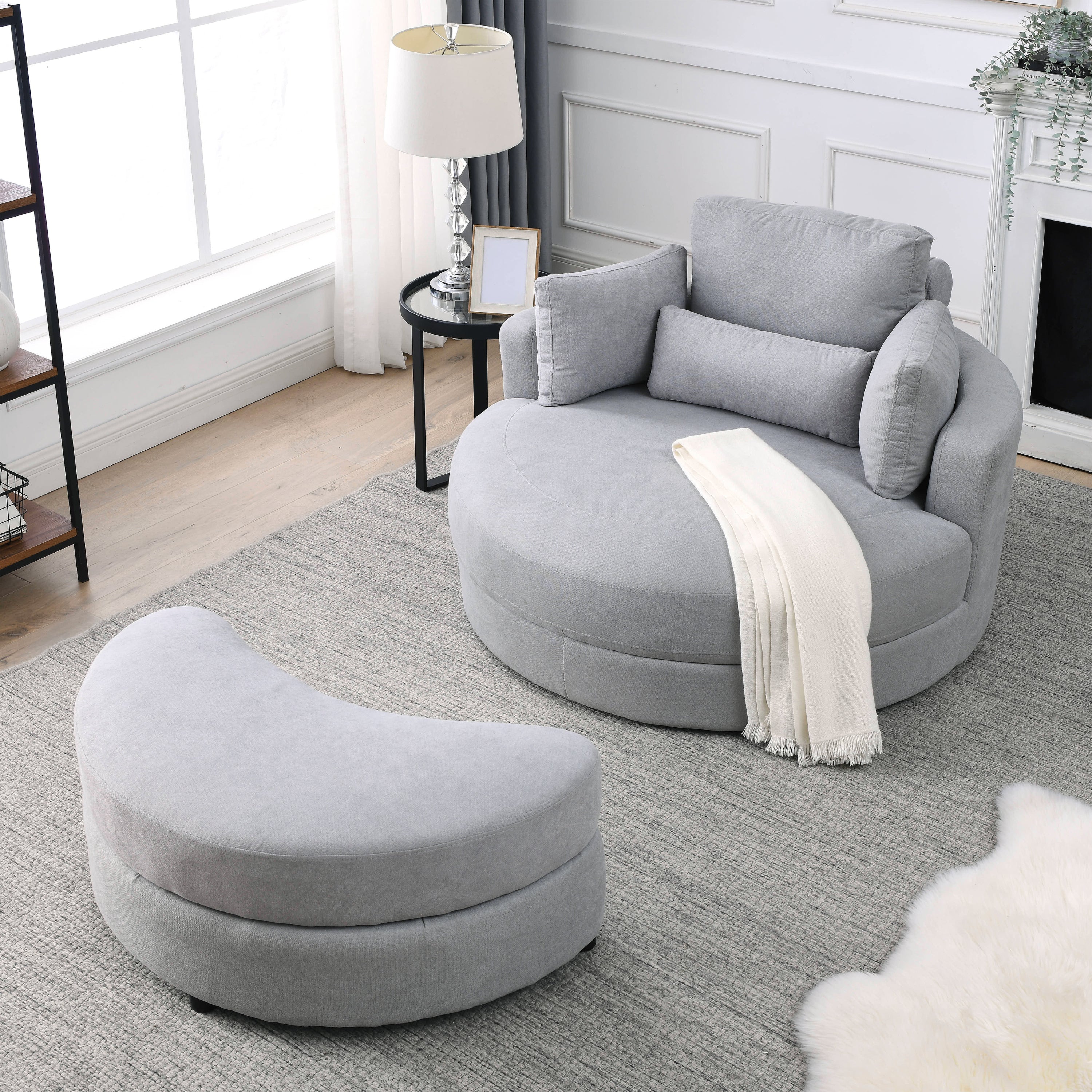 Swivel Accent Barrel Modern Grey Sofa Lounge Club