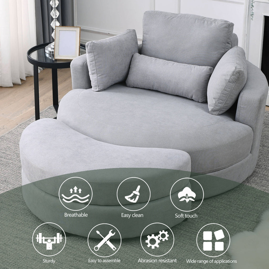 Swivel Accent Barrel Modern Grey Sofa Lounge Club