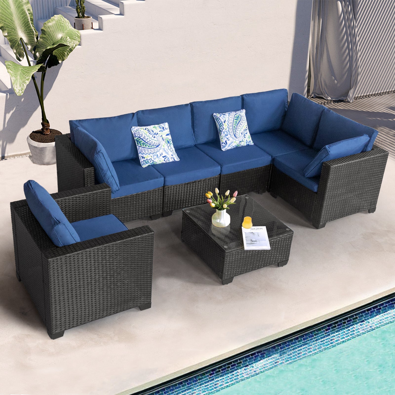 7 Pieces Outdoor Set Furniture Patio Furniture Sets Conversation