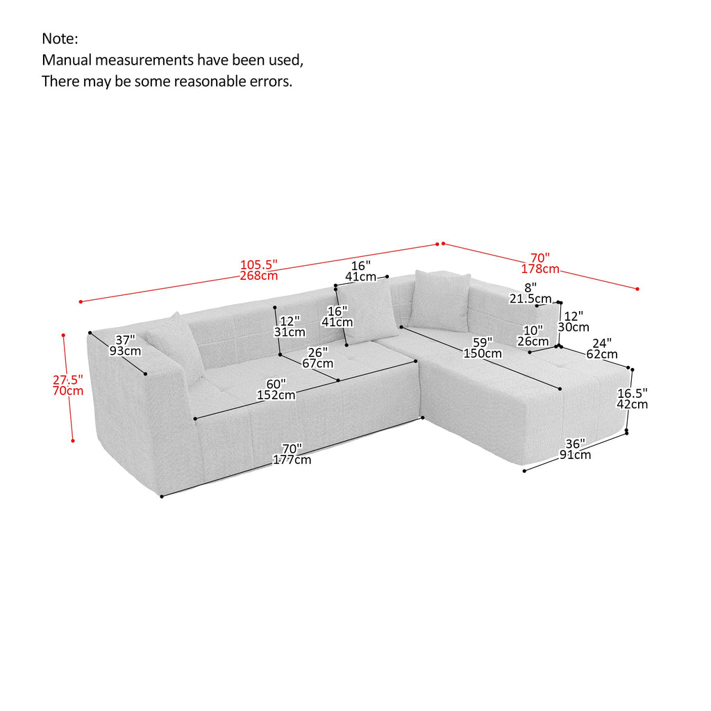 Modular L-Shaped Sectional Floor Couch