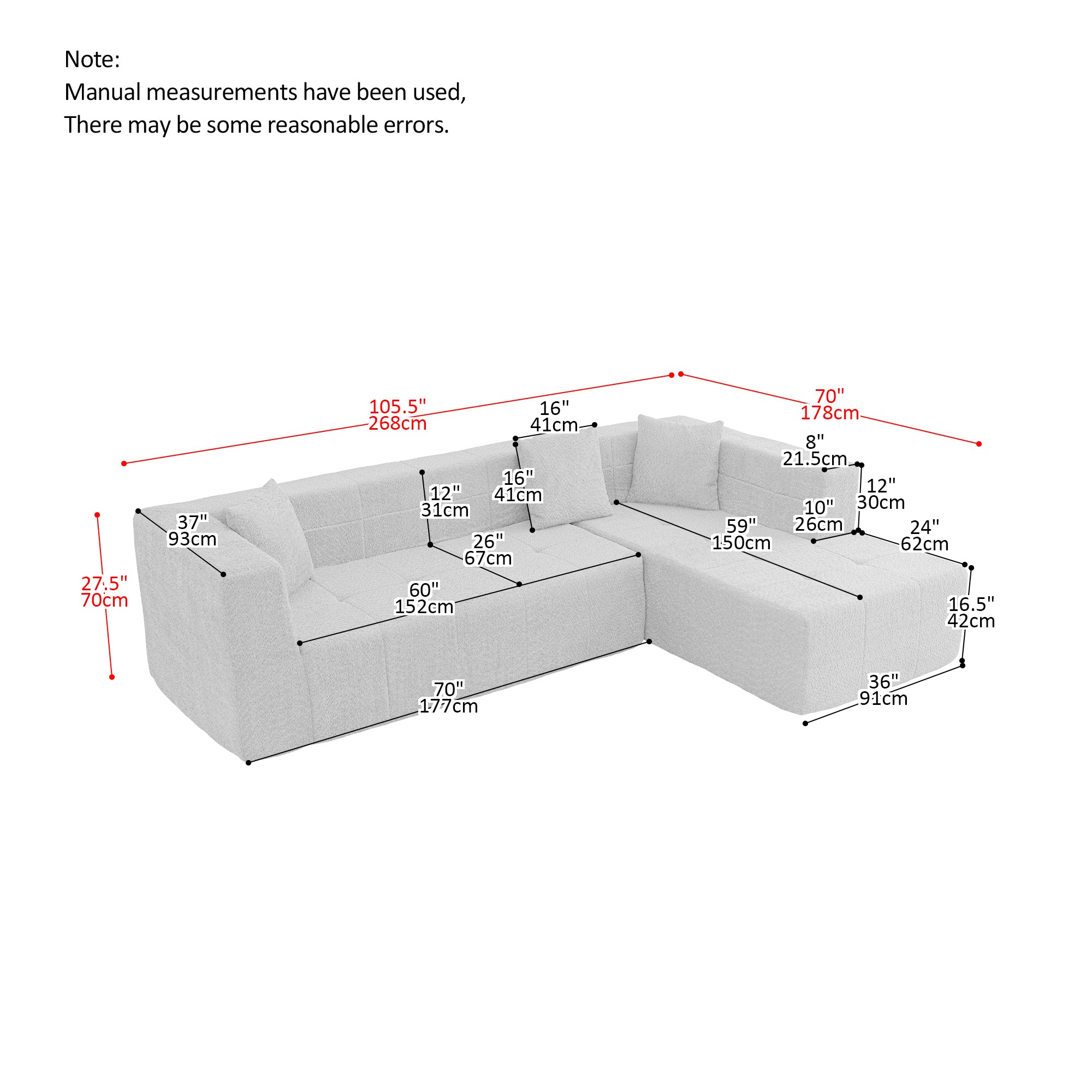 Modular L-Shaped Sectional Floor Couch