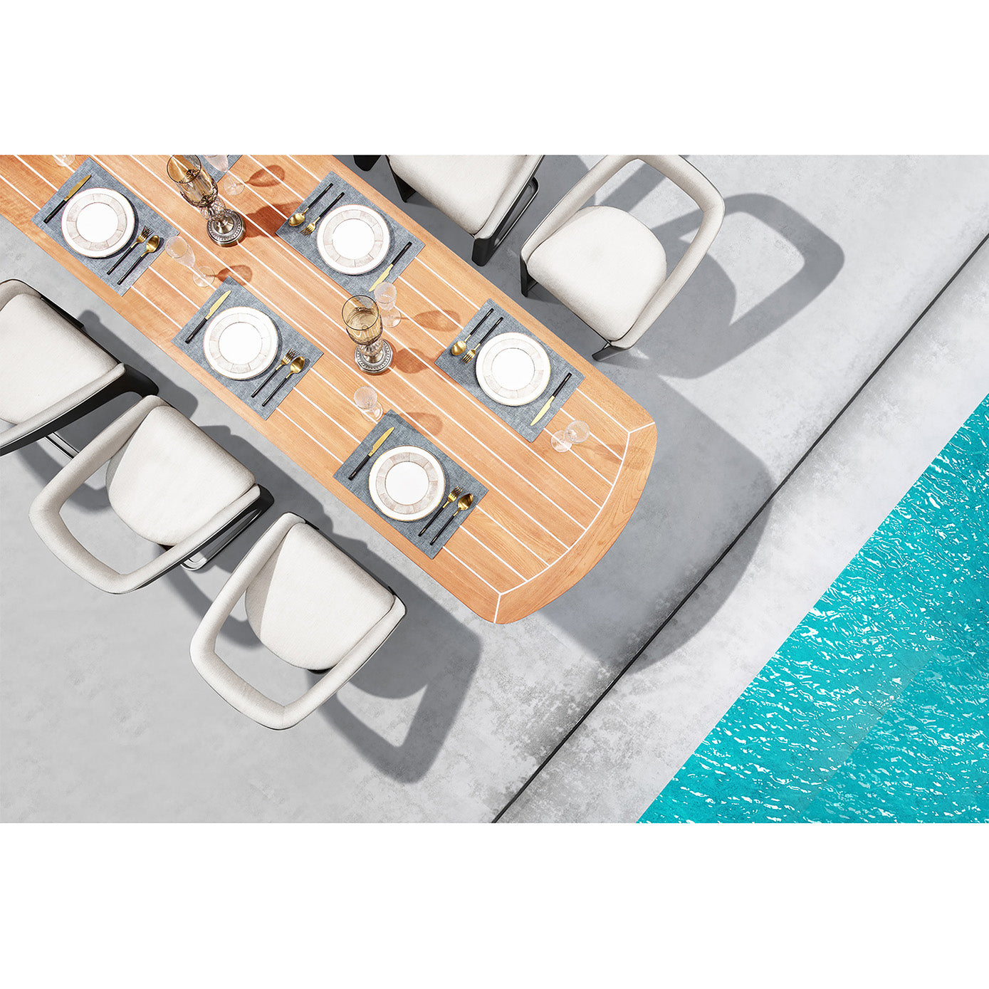 HIGOLD Onda Teak Outdoor Dining Set for 8 Person